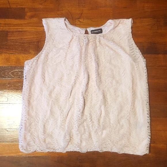 🔥SALE Baby Pink Liz Claiborne Sleeveless Lace Blouse - Picture 1 of 5